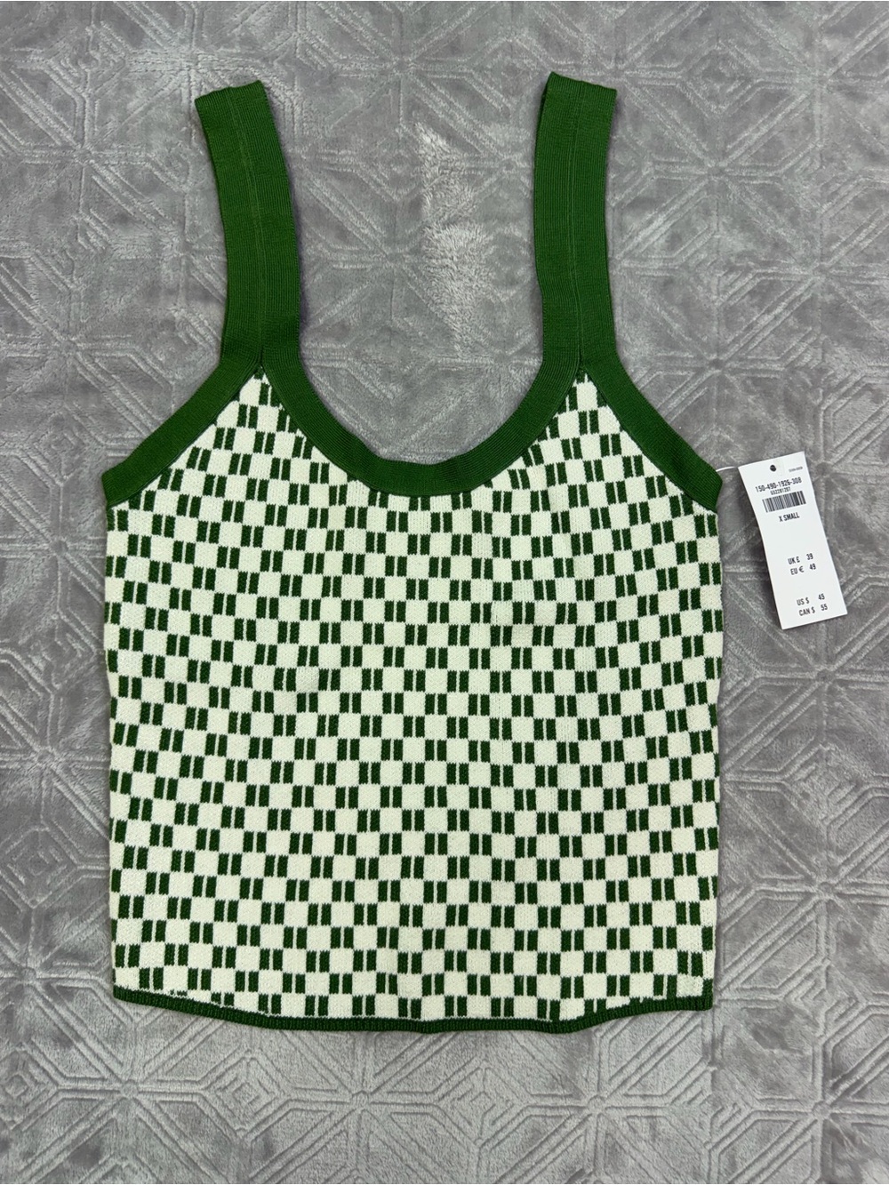 Abercrombie & Fitch Green and White Checker Knit Tank